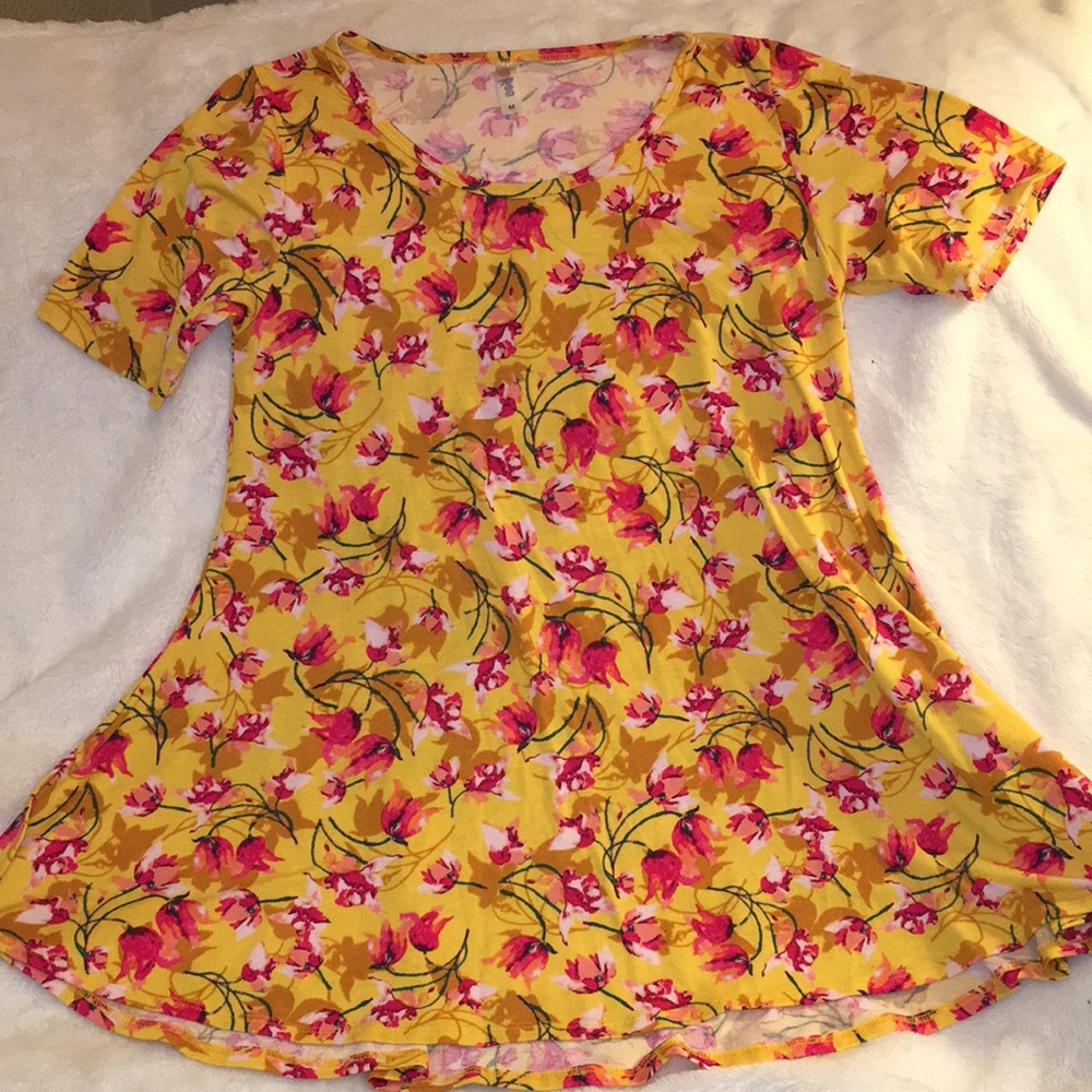 LuLaRoe Yellow Floral Medium Tunic